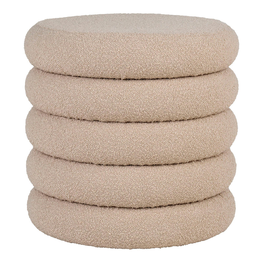 Brooklyn Beige Boucle Fabric Round Pouf-3