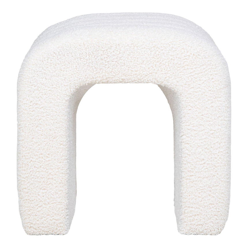 Colma White Boucle Fabric Pouf-2