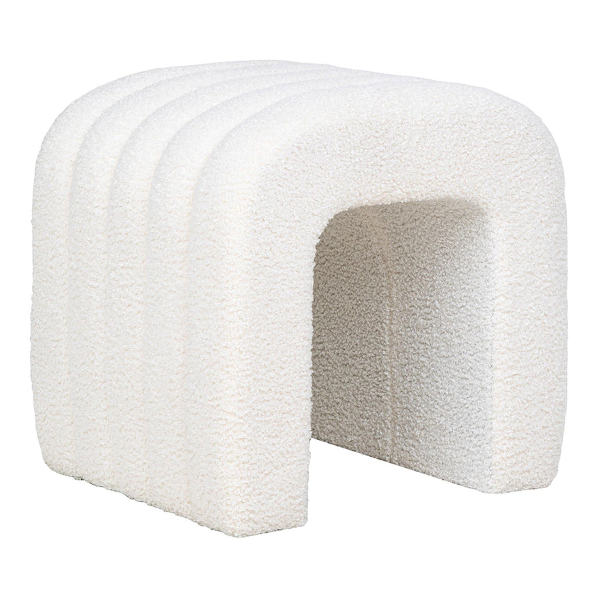 Colma White Boucle Fabric Pouf-3