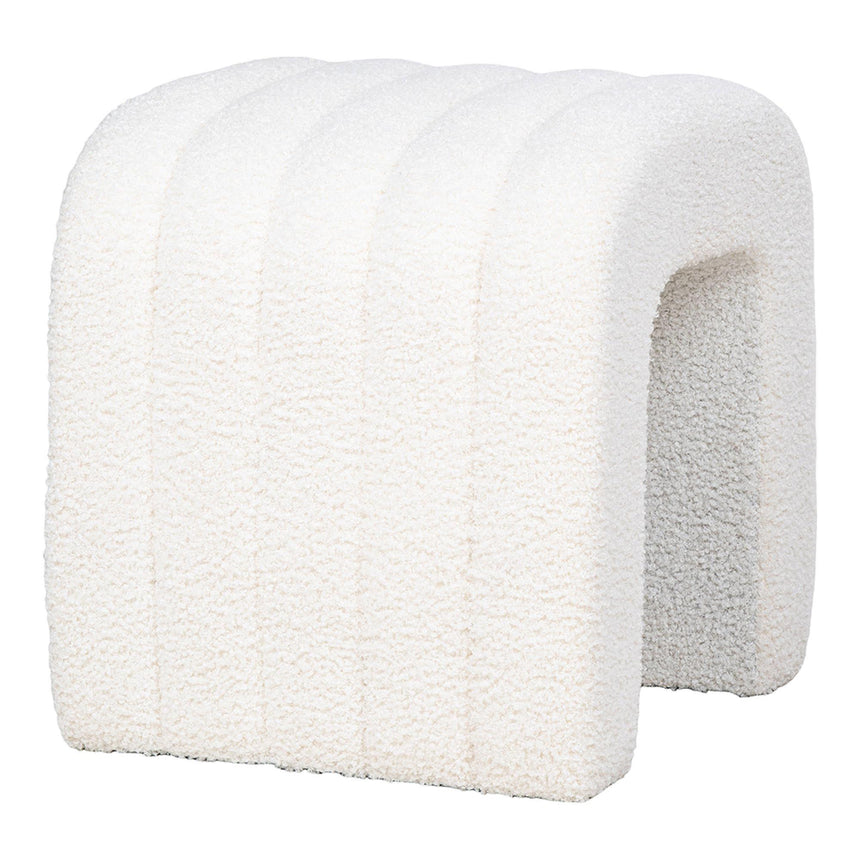 Colma White Boucle Fabric Pouf-4
