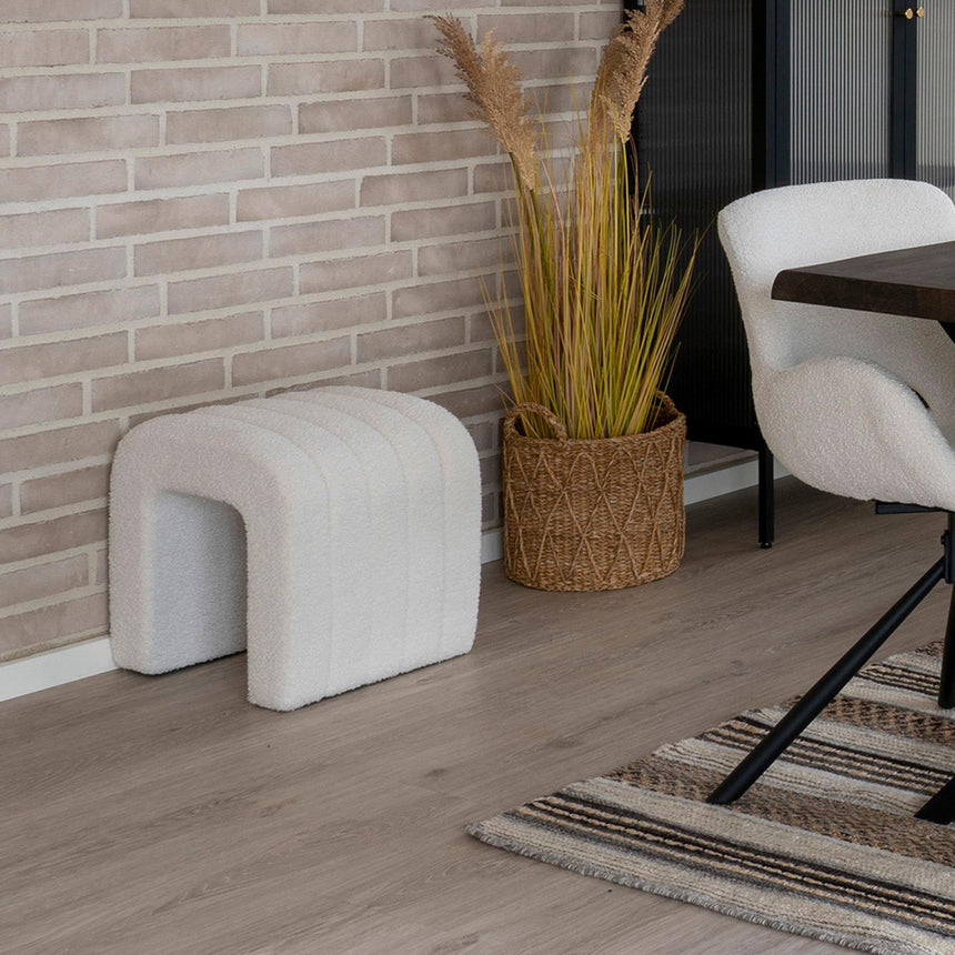 Colma White Boucle Fabric Pouf-5