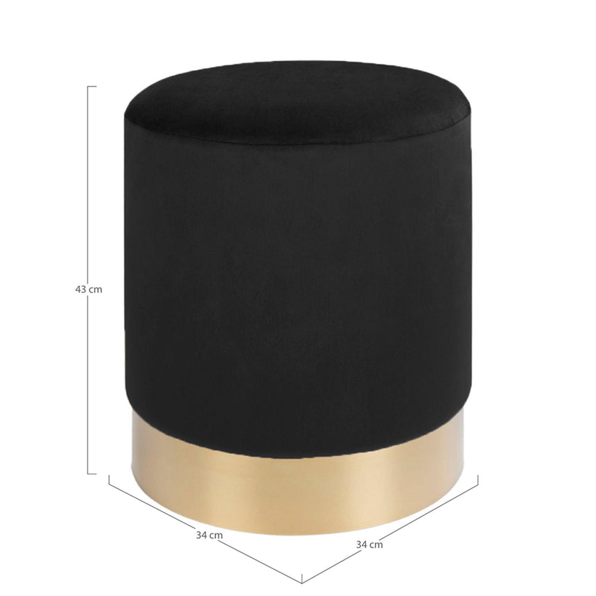 Hampton Black Velvet Fabric Round Pouf-3