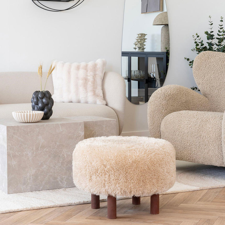 Inverness Light Brown Fabric Round Pouf-5