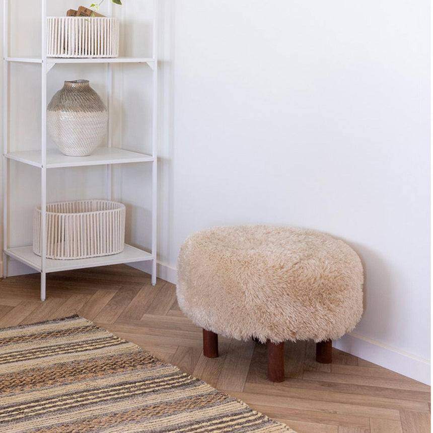 Inverness Light Brown Fabric Round Pouf-6