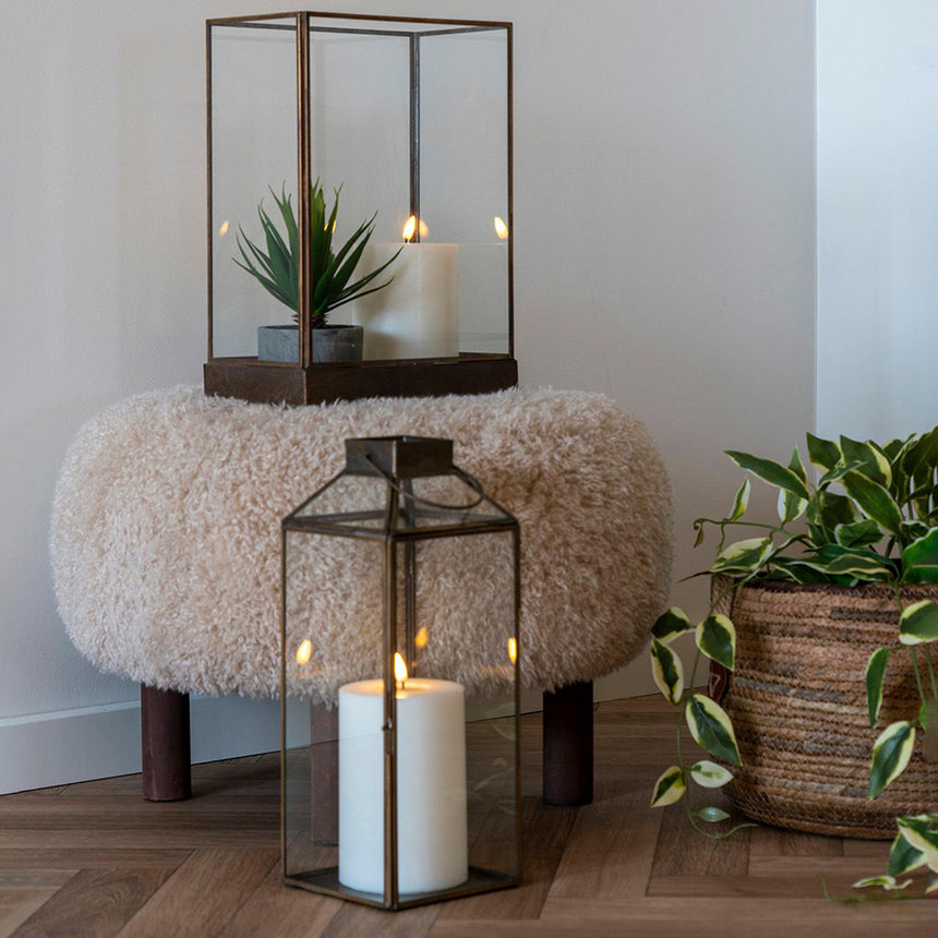 Inverness Light Brown Fabric Round Pouf-7