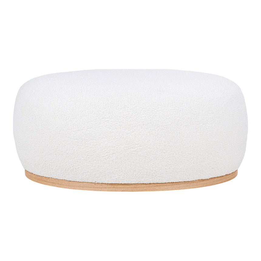 Manhattan White Boucle Fabric Pouf-3