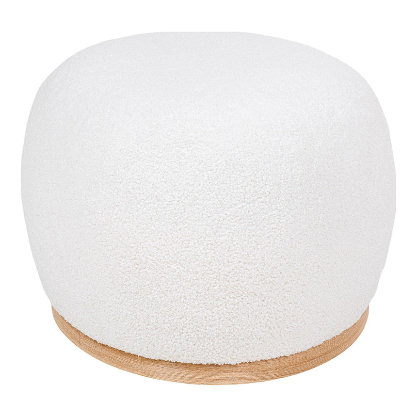 Manhattan White Boucle Fabric Pouf-5