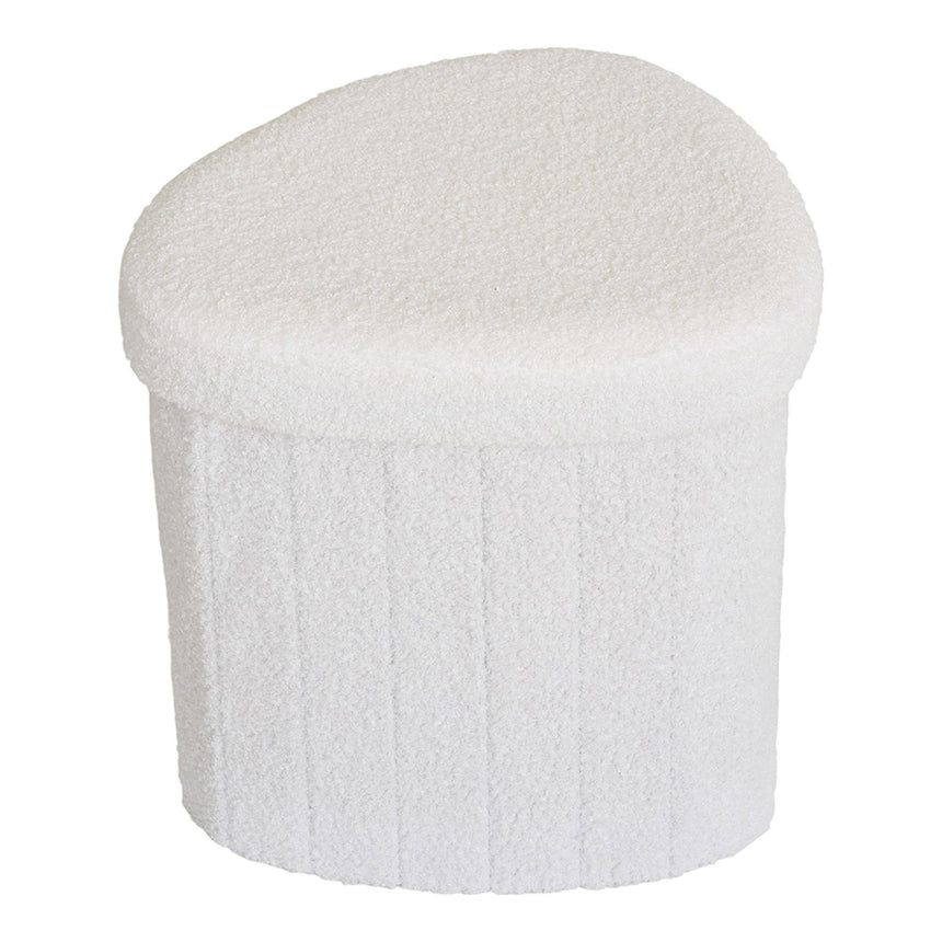 Medford White Fabric Storage Pouf-3