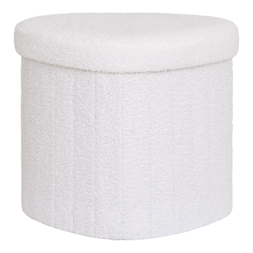 Medford White Fabric Storage Pouf-4