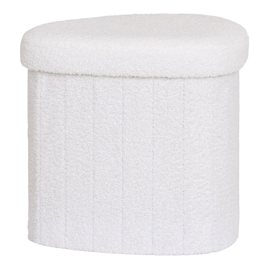 Medford White Fabric Storage Pouf-5