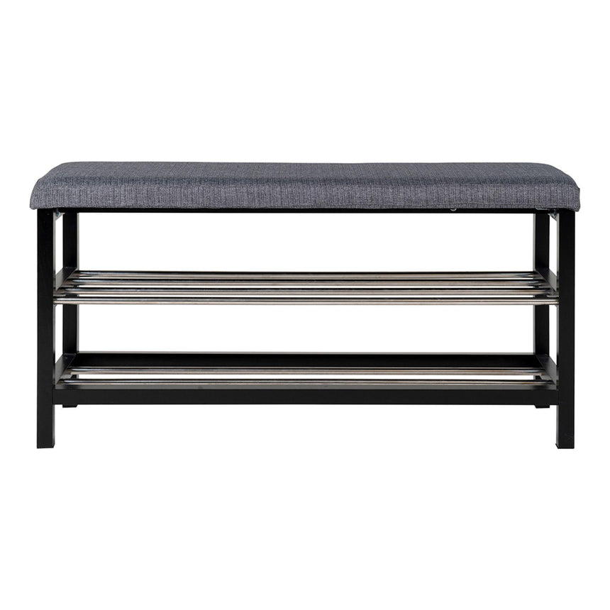 Padova Grey Fabric Bench with Shelves-3