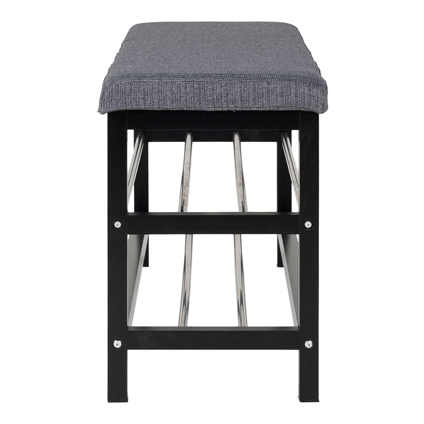 Padova Grey Fabric Bench with Shelves-4