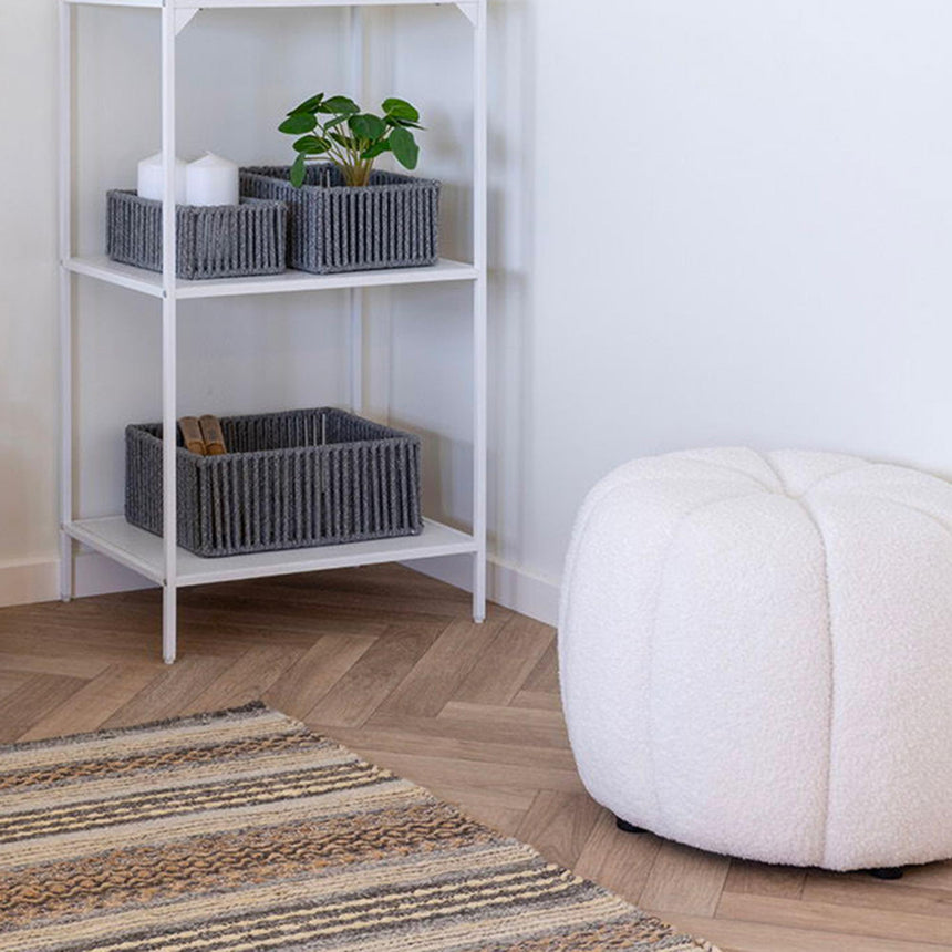 Paisley Off White Fabric Pouf-5