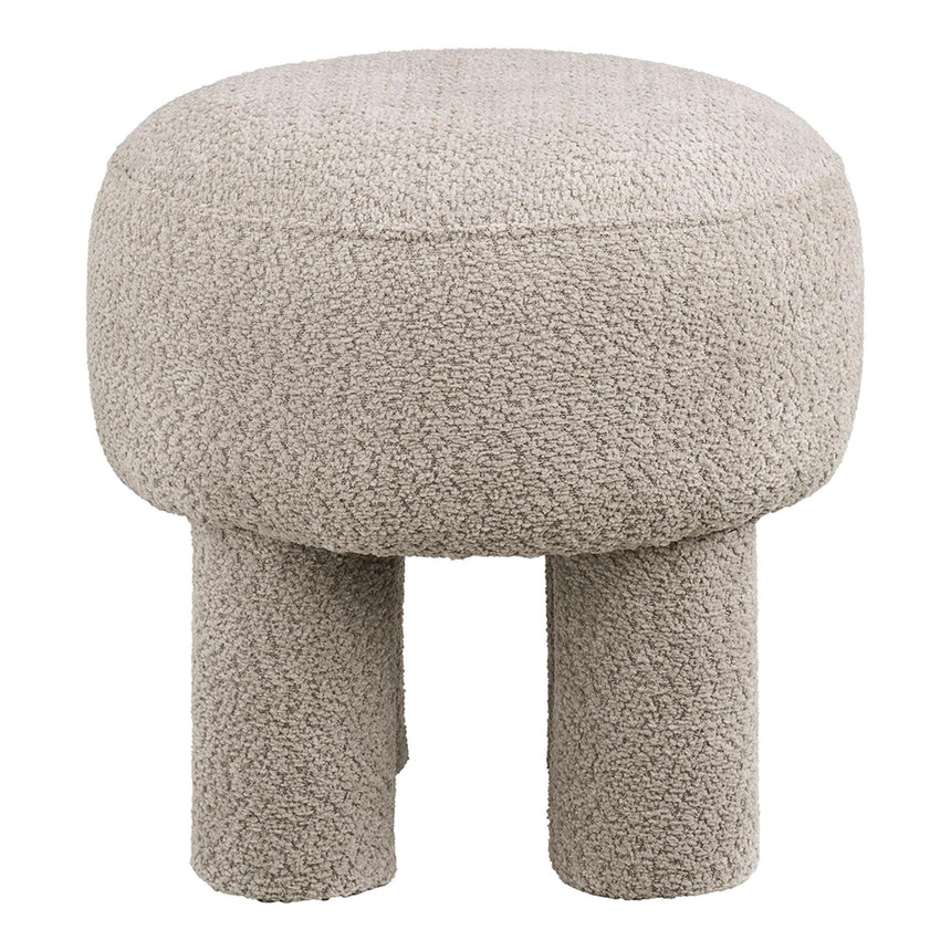 Perth Light Grey Fabric Round Pouf-2