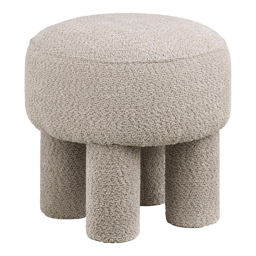 Perth Light Grey Fabric Round Pouf-3