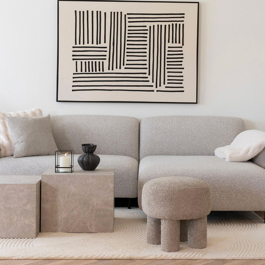 Perth Light Grey Fabric Round Pouf-6