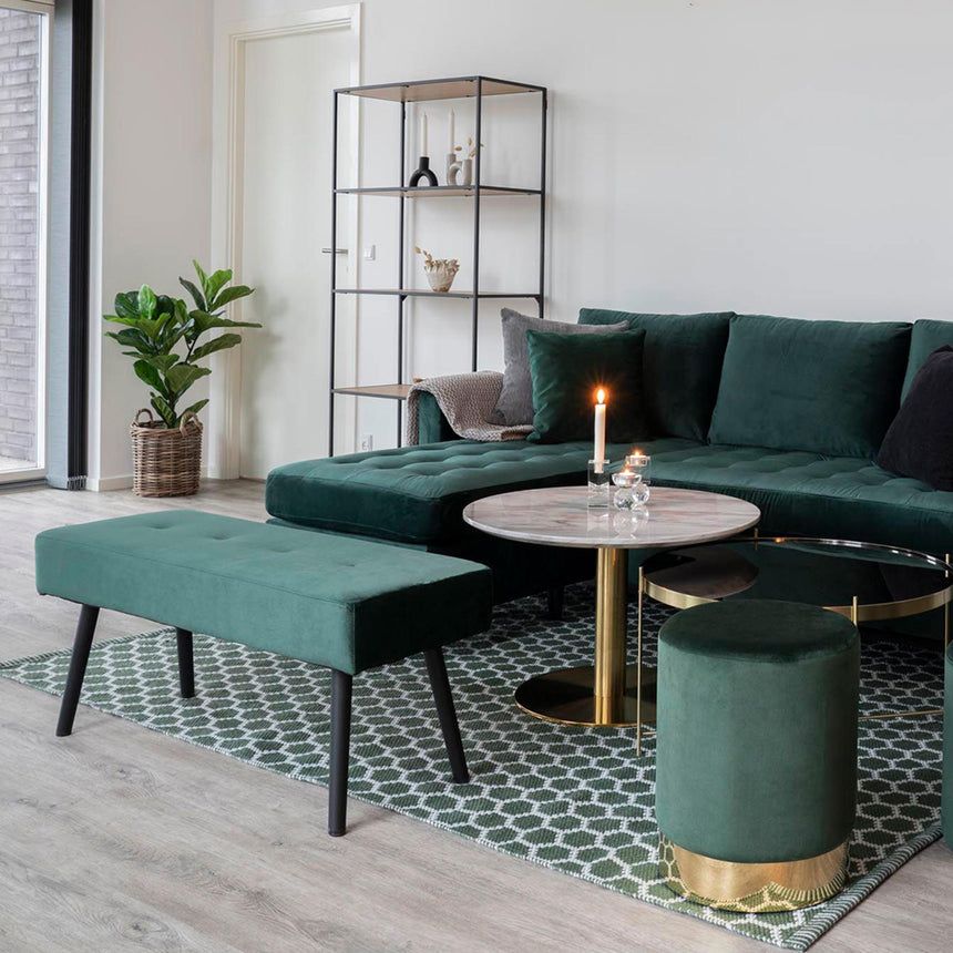 Skiby Green Velvet Fabric Bench-5
