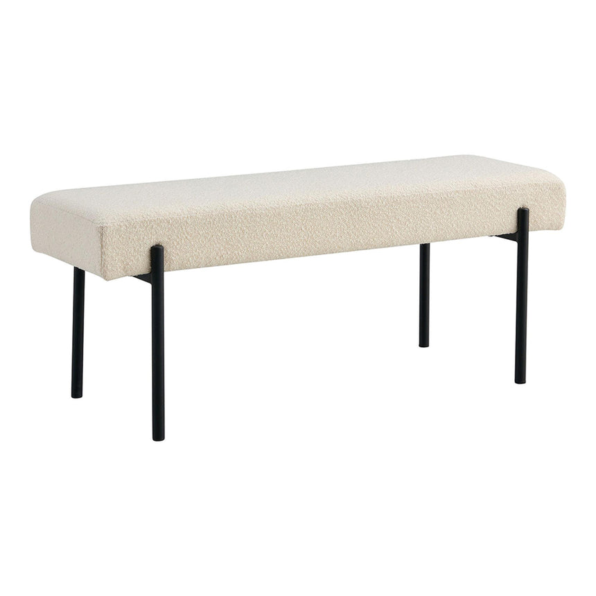 Swindon White Boucle Fabric Bench-2