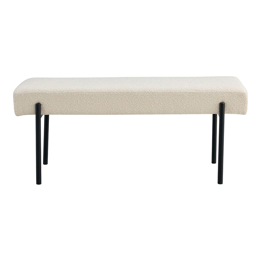 Swindon White Boucle Fabric Bench-3