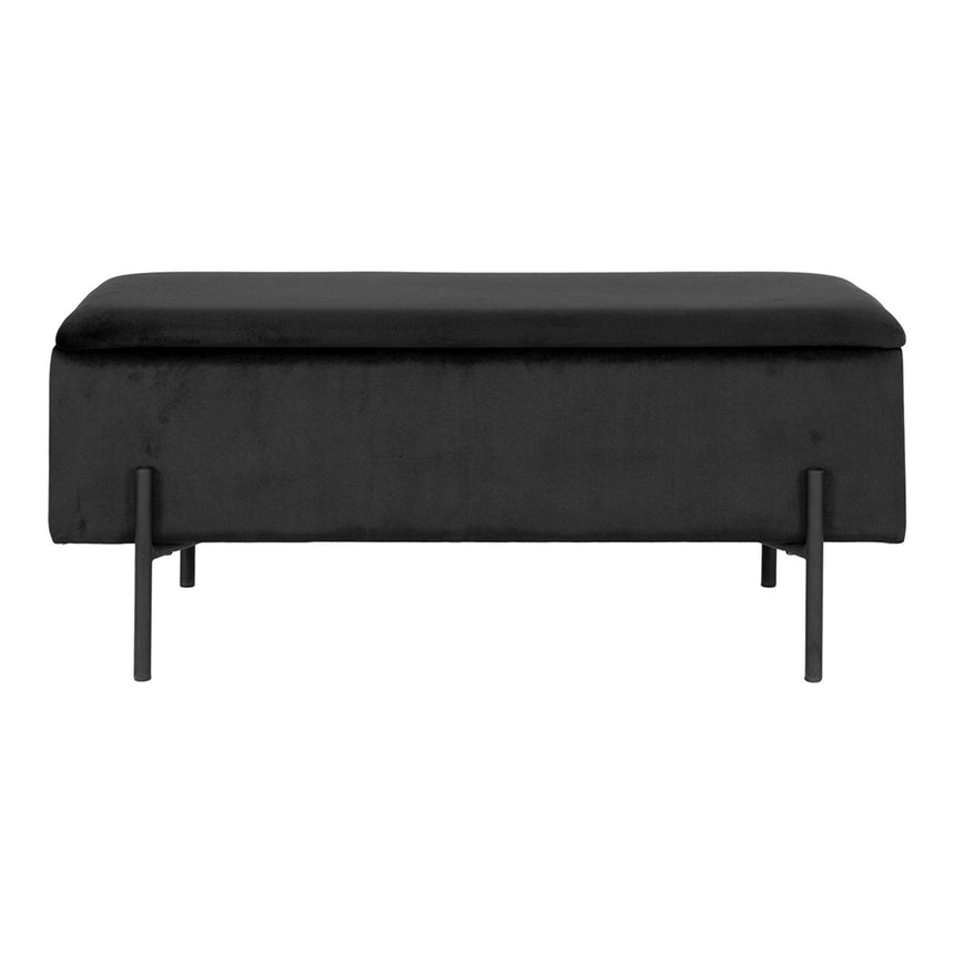 Watford Black Velvet Fabric Storage Bench-3