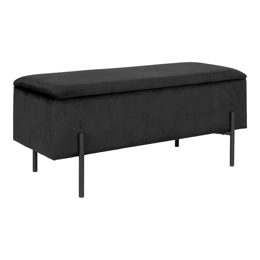 Watford Black Velvet Fabric Storage Bench-4