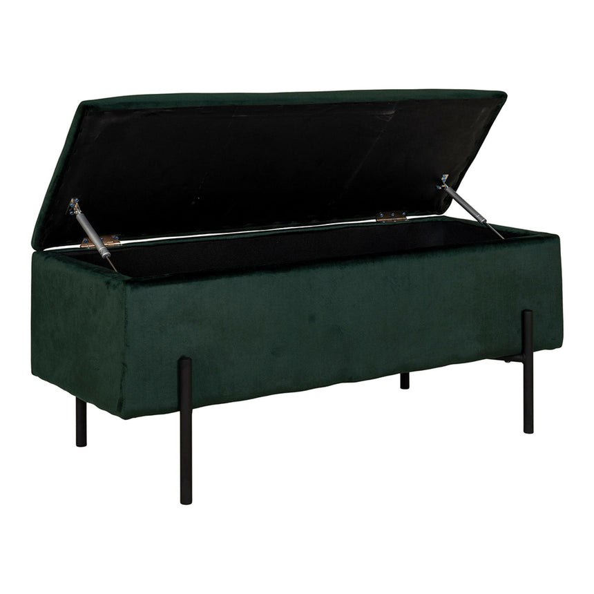 Watford Green Velvet Fabric Storage Bench-2