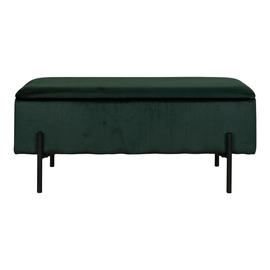 Watford Green Velvet Fabric Storage Bench-3