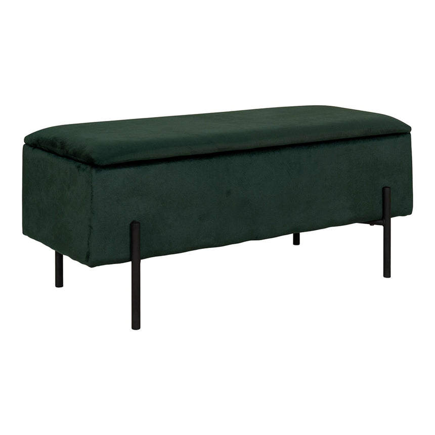 Watford Green Velvet Fabric Storage Bench-4