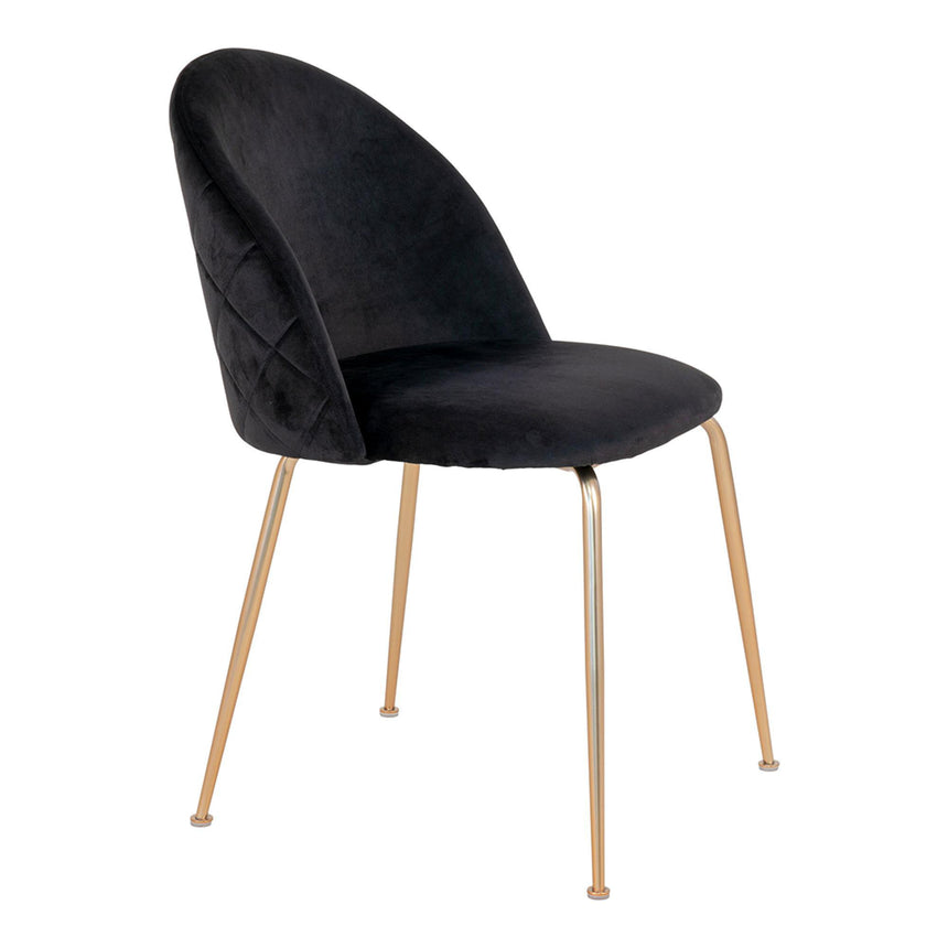 2 x Geneve Black Velvet Fabric Dining Chair with Gold Legs-3