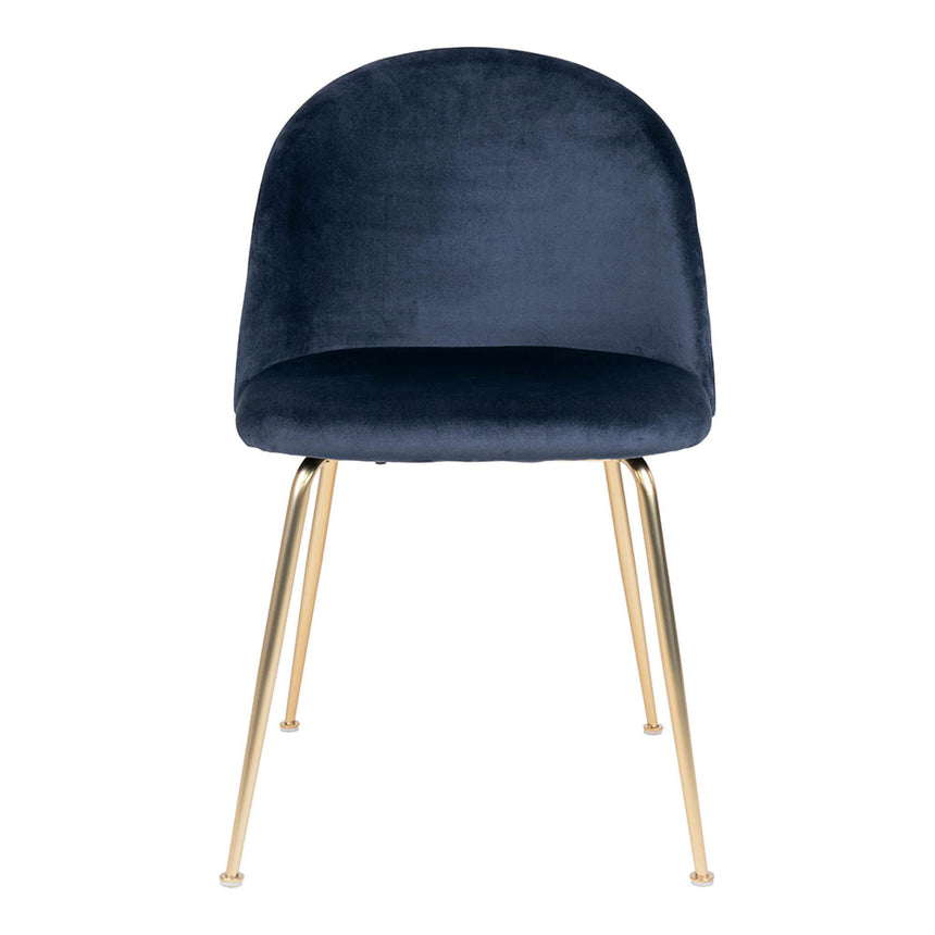 2 x Geneve Blue Velvet Fabric Dining Chair with Gold Legs-2