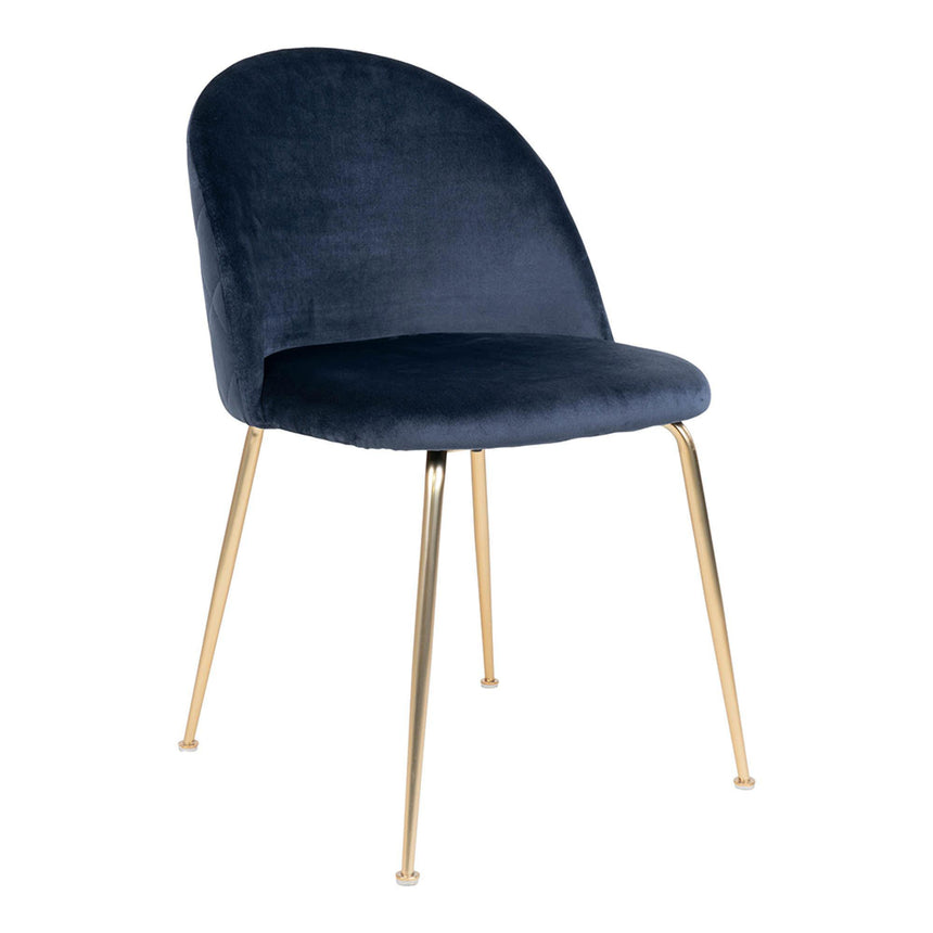 2 x Geneve Blue Velvet Fabric Dining Chair with Gold Legs-3