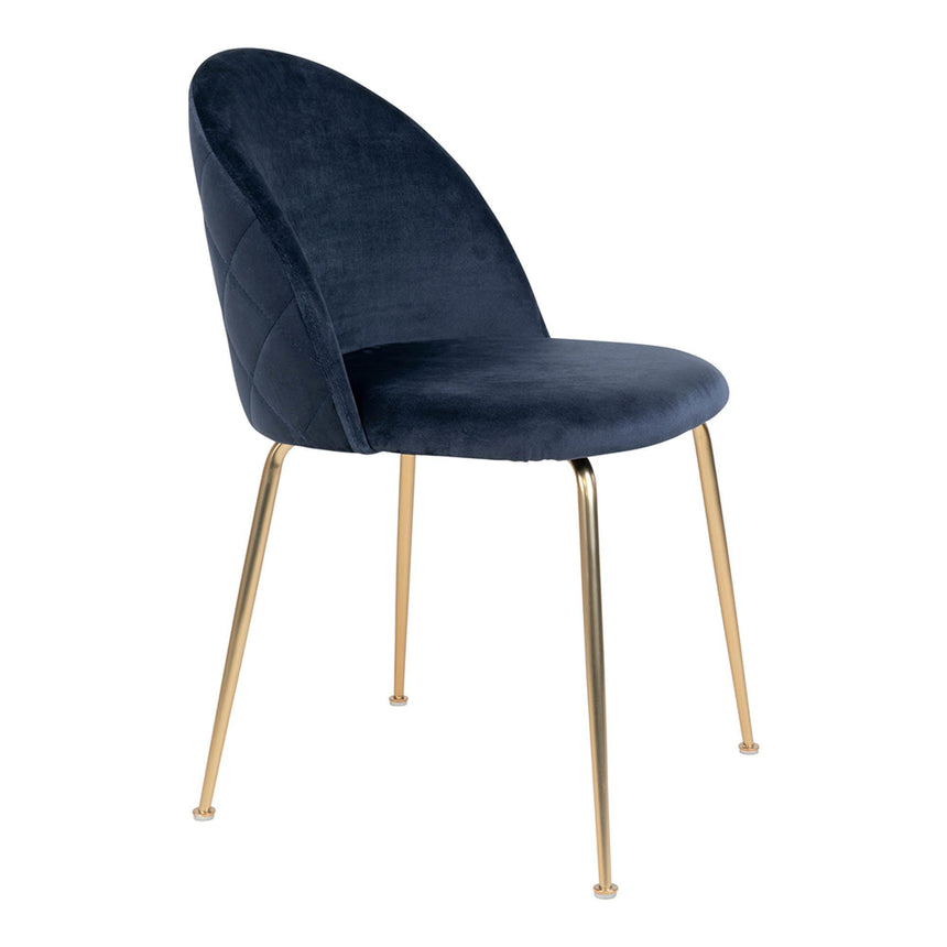 2 x Geneve Blue Velvet Fabric Dining Chair with Gold Legs-4