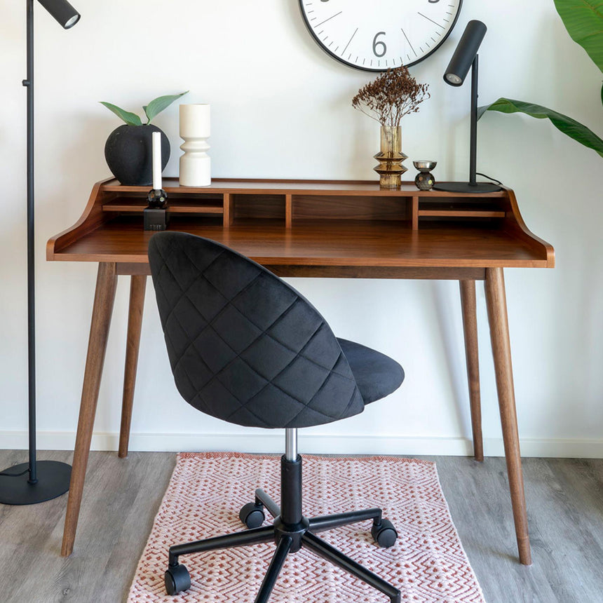 2 x Geneve Grey Velvet Fabric Dining Chair with Black Legs-5