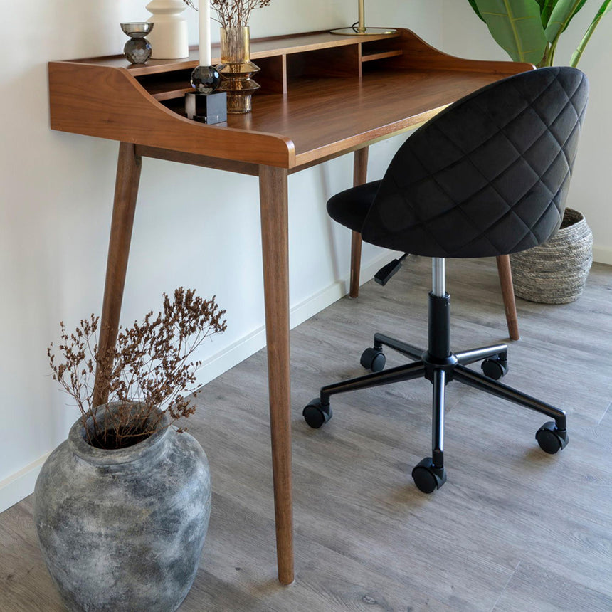 2 x Geneve Grey Velvet Fabric Dining Chair with Black Legs-6