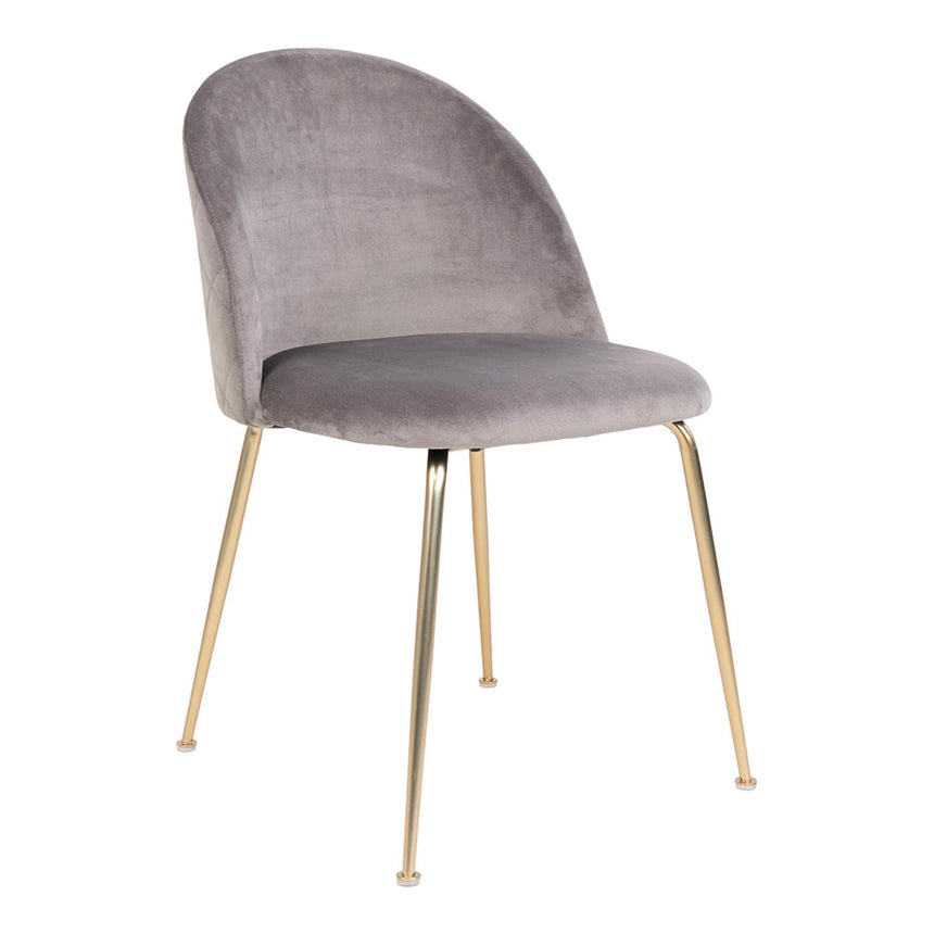 2 x Geneve Grey Velvet Fabric Dining Chair with Gold Legs-3