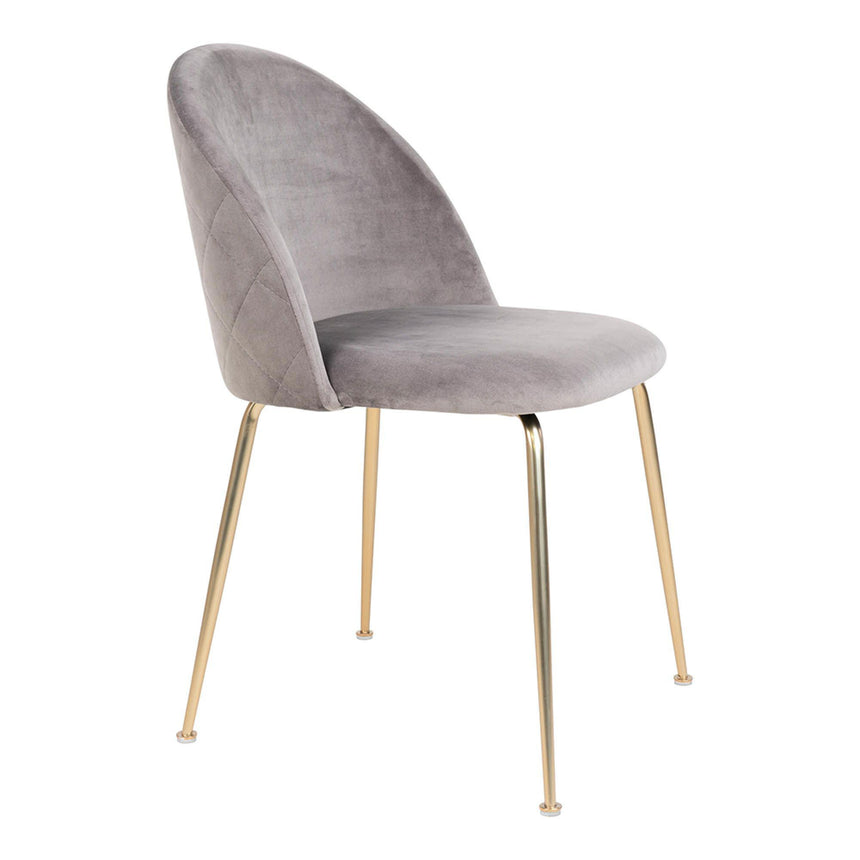 2 x Geneve Grey Velvet Fabric Dining Chair with Gold Legs-4