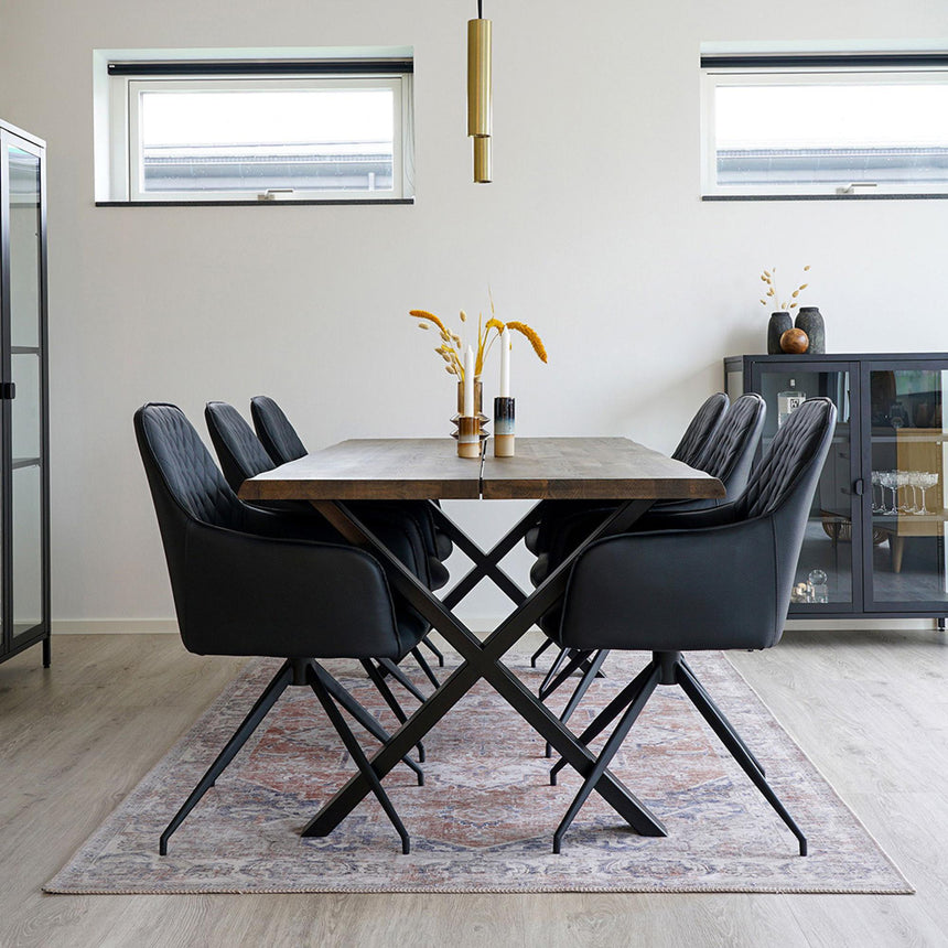 2 x Harbo Black Leather Swivel Dining Chair-5