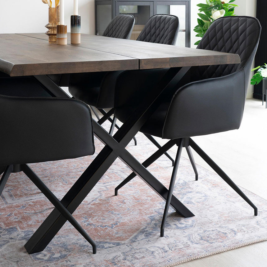 2 x Harbo Black Leather Swivel Dining Chair-7