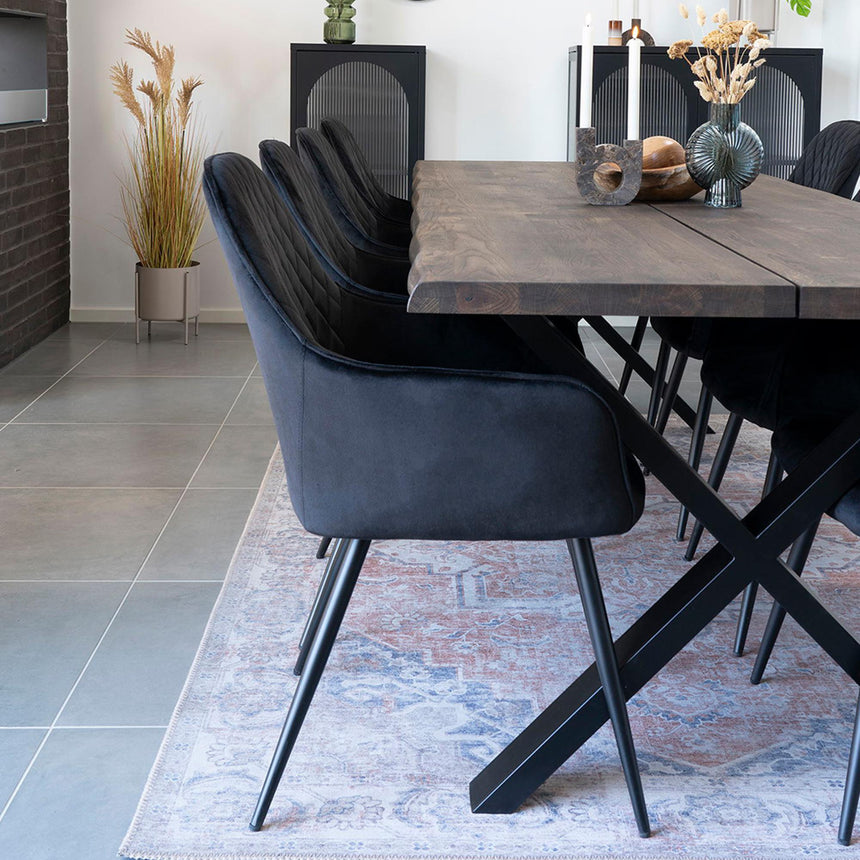 2 x Harbo Black Velvet Fabric Dining Chair-5