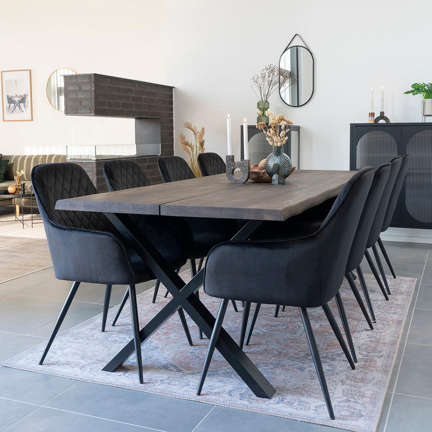 2 x Harbo Black Velvet Fabric Dining Chair-6