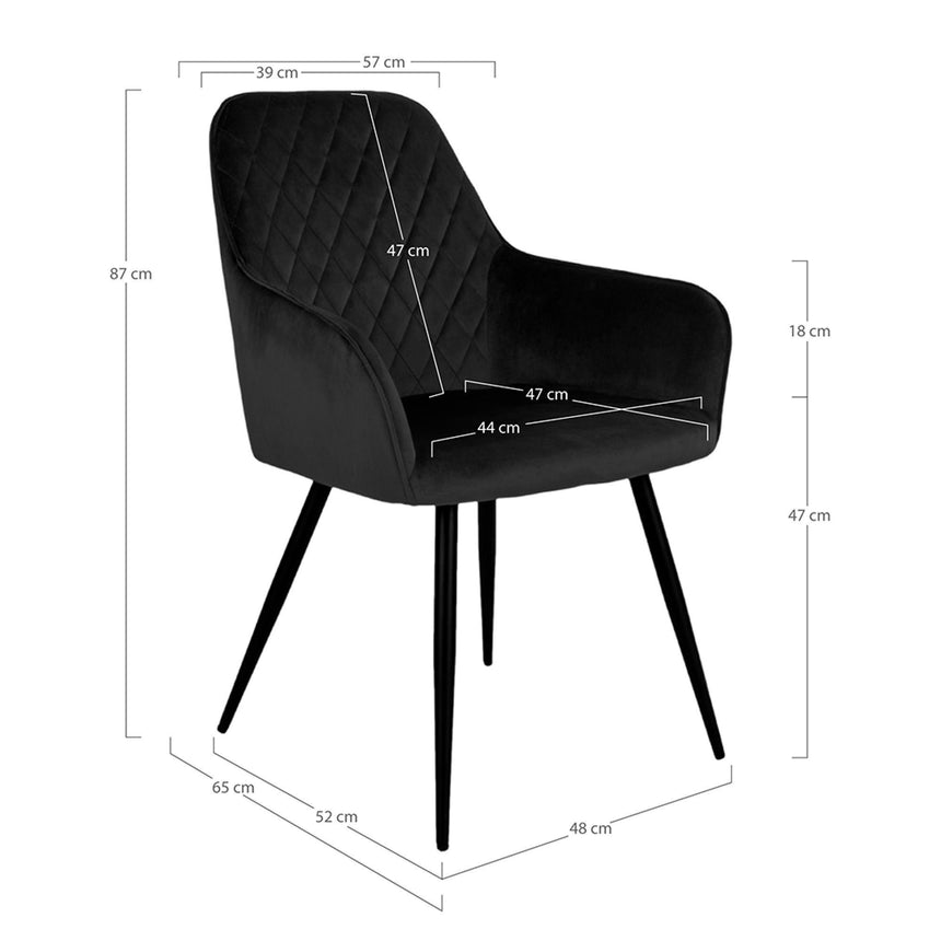 2 x Harbo Black Velvet Fabric Dining Chair-7