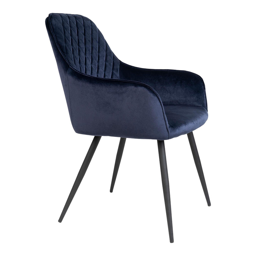 2 x Harbo Blue Velvet Fabric Dining Chair-3
