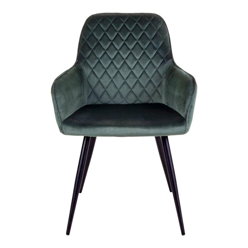 2 x Harbo Green Velvet Fabric Dining Chair-2