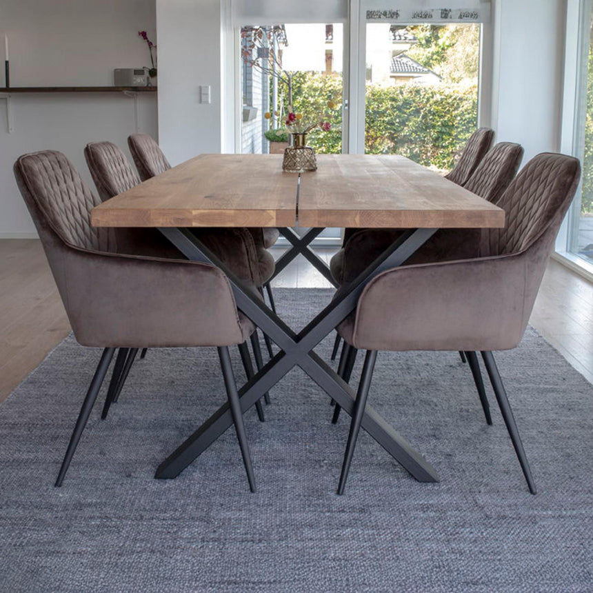 2 x Harbo Light Brown Velvet Fabric Dining Chair-6