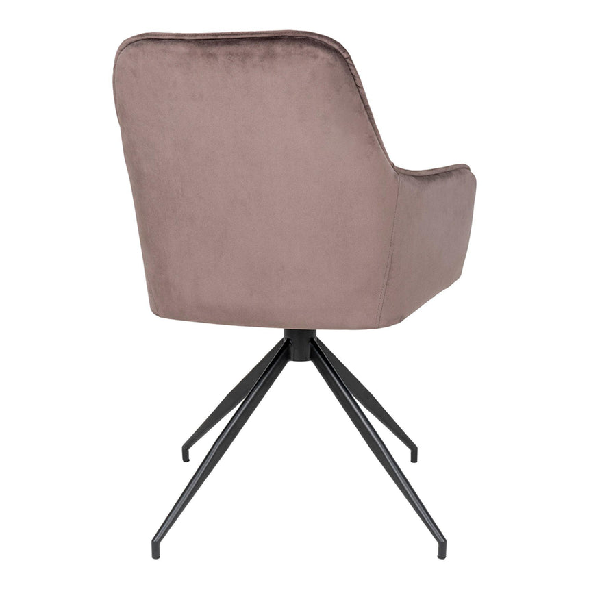 2 x Harbo Light Brown Velvet Fabric Swivel Dining Chair-4