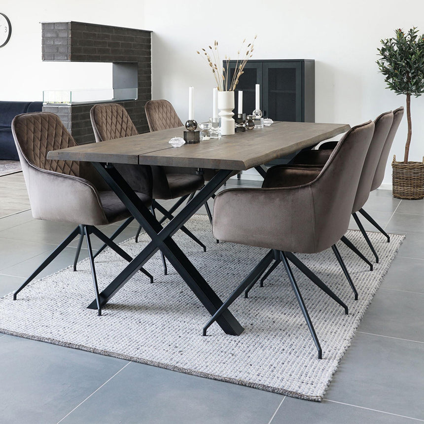 2 x Harbo Light Brown Velvet Fabric Swivel Dining Chair-7