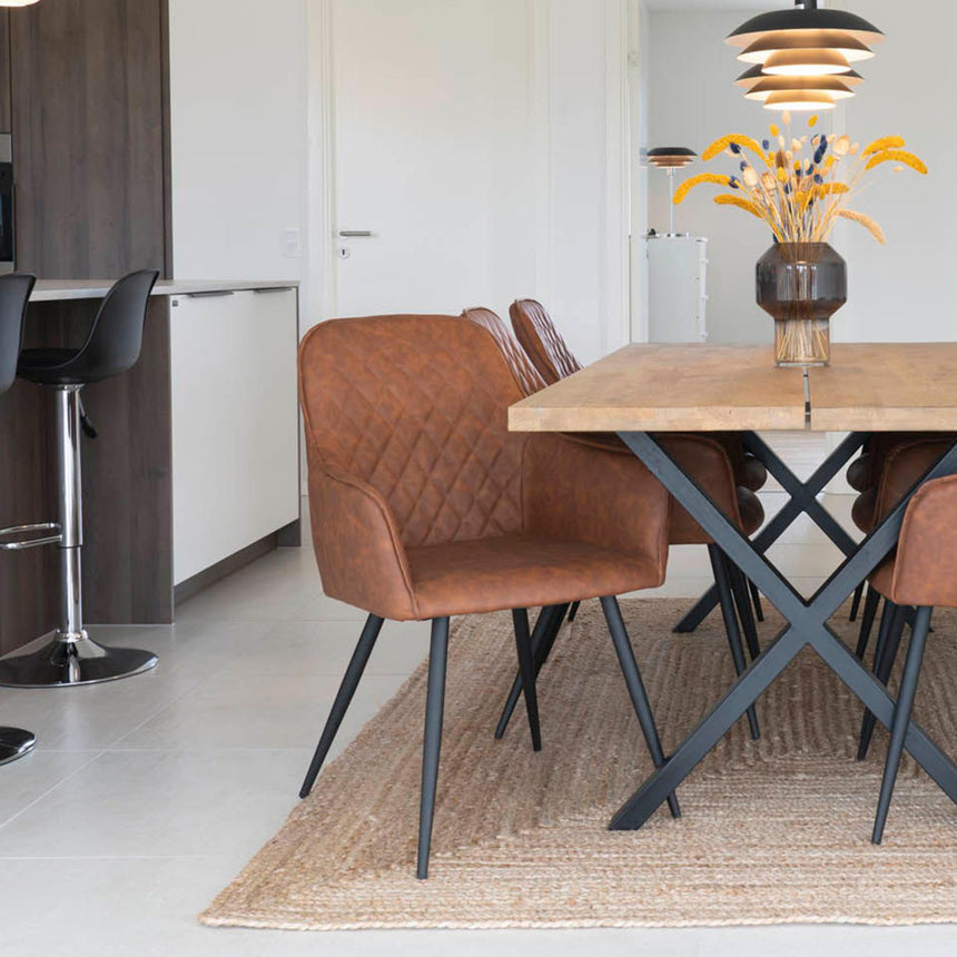 2 x Harbo Vintage Brown Faux Leather Dining Chair-6