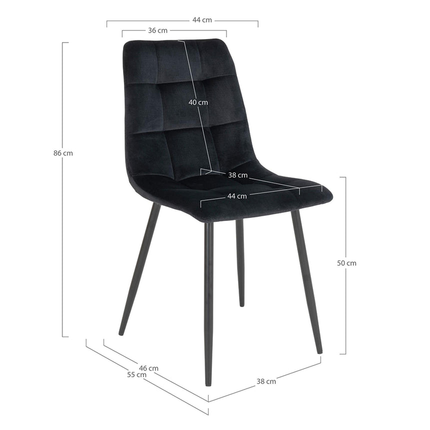 2 x Middelfart Black Velvet Fabric Dining Chair-5