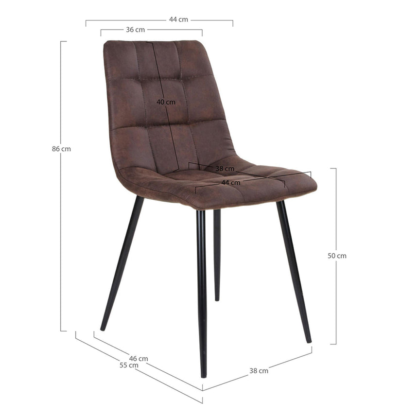 2 x Middelfart Dark Brown Fabric Dining Chair-5