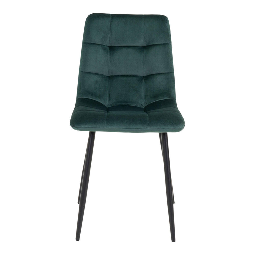 2 x Middelfart Dark Green Velvet Fabric Dining Chair-2